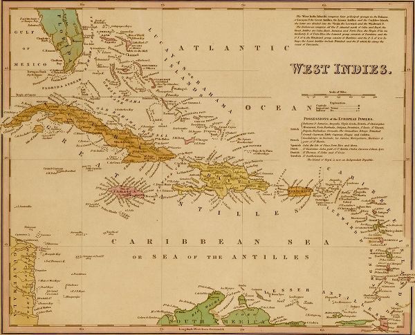 Vintage Maps 아티스트의 West Indies 1844 작품