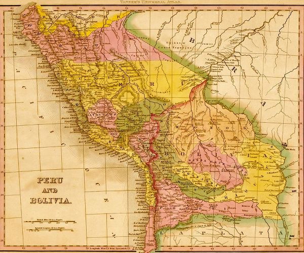 Vintage Maps 아티스트의 Peru and Bolivia 1844 작품