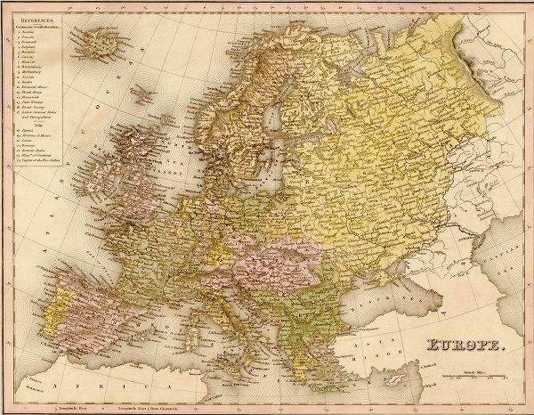 Vintage Maps 아티스트의 Europe 1844 작품
