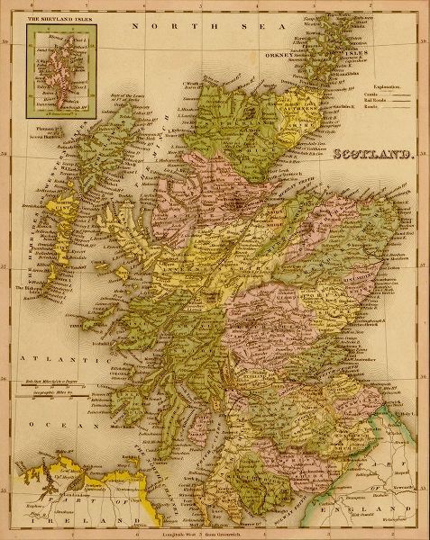 Vintage Maps 아티스트의 Scotland 1844 작품