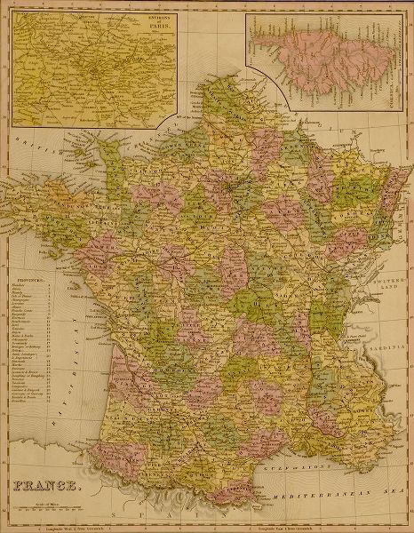 Vintage Maps 아티스트의 France 1844 작품