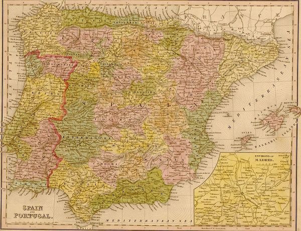 Vintage Maps 아티스트의 Spain and Portugal 작품
