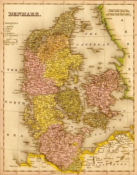 Vintage Maps 아티스트의 Denmark 1844 작품