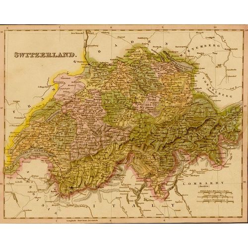 Vintage Maps 아티스트의 Switzerland 1844 작품