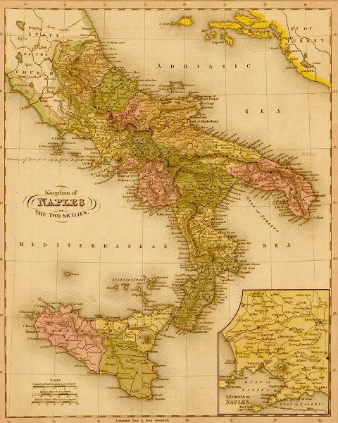Vintage Maps 아티스트의 Kingdom of Naples 1844 작품