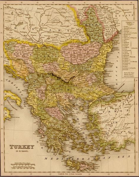Vintage Maps 아티스트의 Turkey Greece 1844 작품