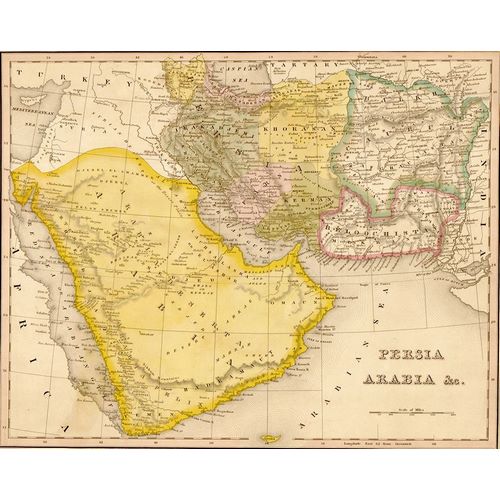 Vintage Maps 아티스트의 Persia and Arabia 1844 작품