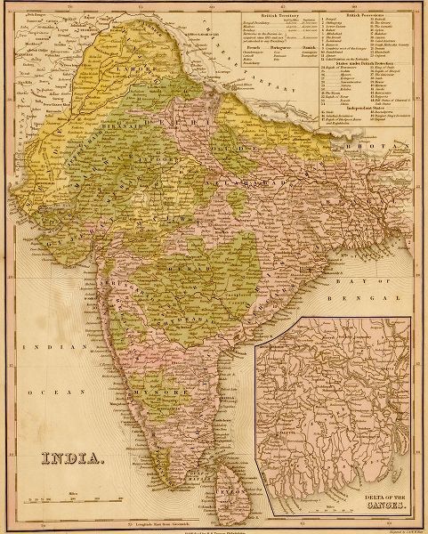 Vintage Maps 아티스트의 India 1844 작품