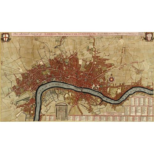 Vintage Maps 아티스트의 Survey of London Westminster and Southwark 1700 작품