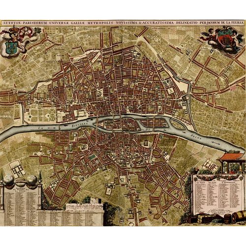Vintage Maps 아티스트의 City Plan Paris 1700 작품