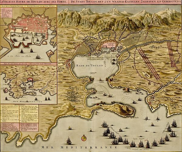 Vintage Maps 아티스트의 Toulon France Harbor and Defenses 1700 작품