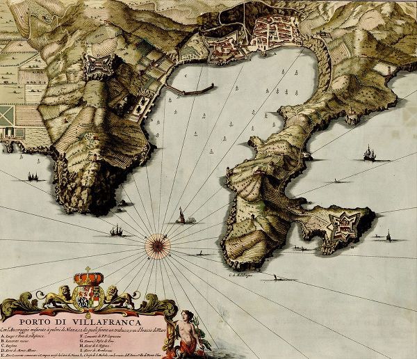 Vintage Maps 아티스트의 Villa Franca on the Mediterranean 1700 작품