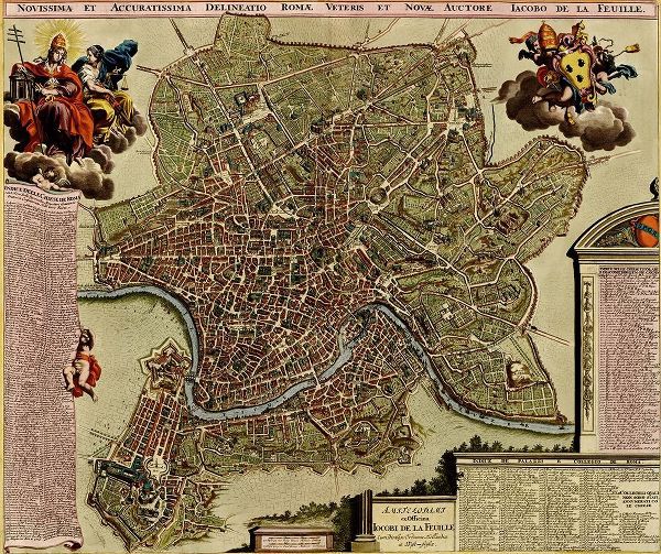 Vintage Maps 아티스트의 Rome on the Tiber and The Vatican 1700 작품