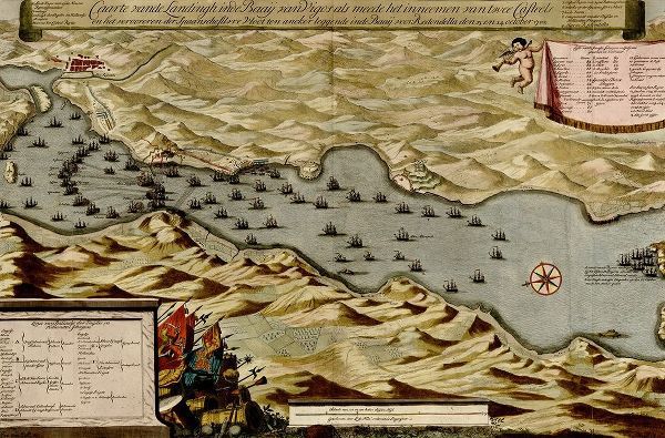 Vintage Maps 아티스트의 Vigos Spain 1700 Battle of Vigo Bay 작품