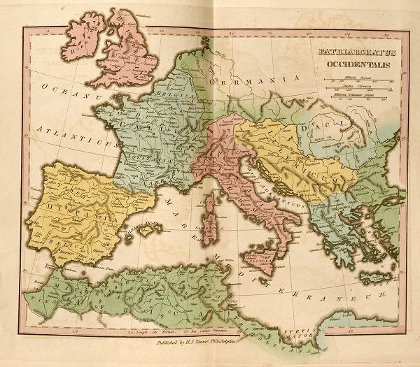 Vintage Maps 아티스트의 Lands of the Patriarchs in the Western Europe 330 CE 작품