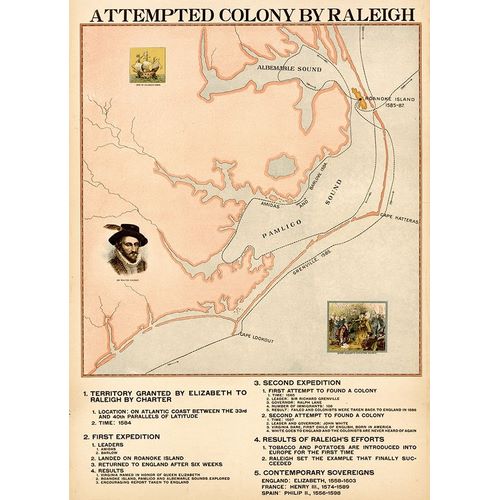 Vintage Maps 아티스트의 Attempted Colony by Raleigh 작품