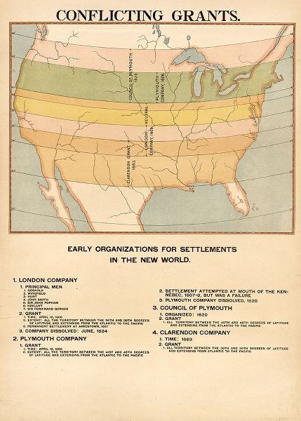 Vintage Maps 아티스트의 Conflicting Grants on the territory that was to become the USA 작품