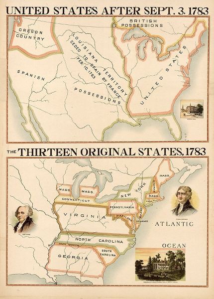Vintage Maps 아티스트의 The original Colonies 1783 작품