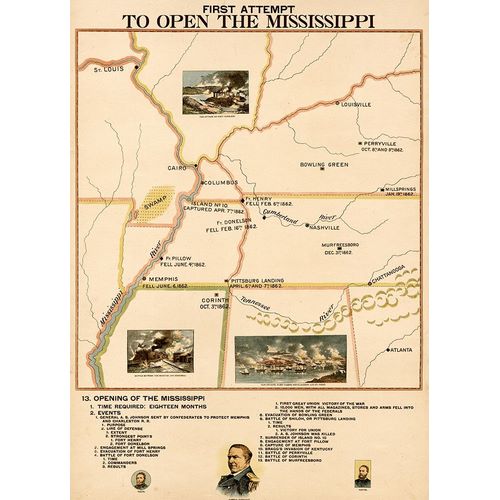 Vintage Maps 아티스트의 Civil War First Attempt to Open the Mississippi 작품