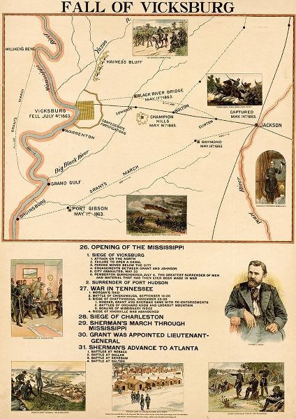Vintage Maps 아티스트의 Civil War Fall of Vicksburg Mississippi 작품