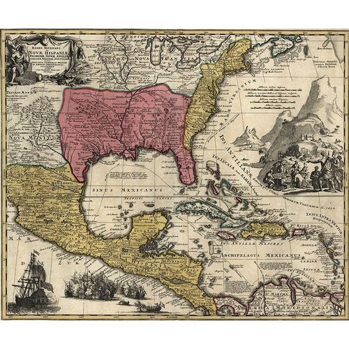 Vintage Maps 아티스트의 Dominions of New Spain in North America 1759 작품