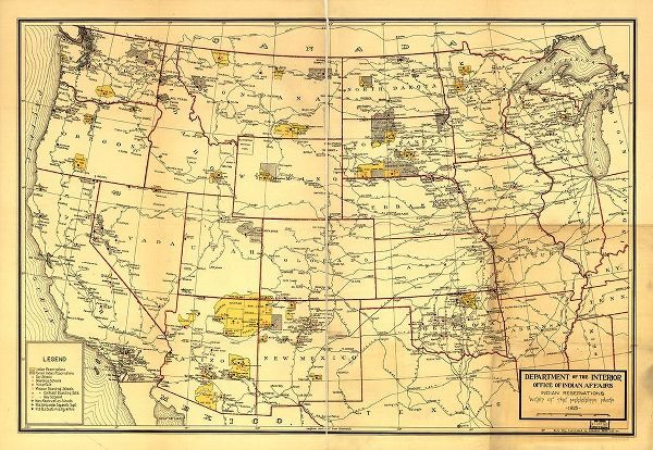 Vintage Maps 아티스트의 Indian Reservations West of the Mississippi 1923 작품