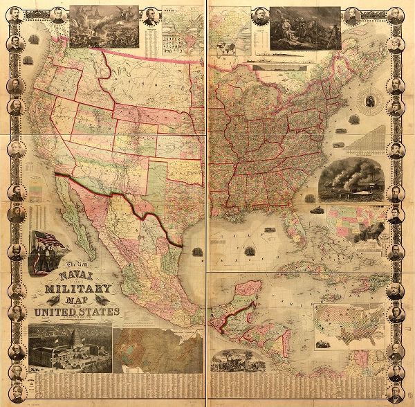 Vintage Maps 아티스트의 Naval Military Map of the United States 1862 작품