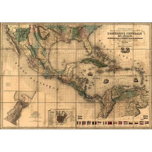 Vintage Maps 아티스트의 Central America and The Antilles 1845 작품