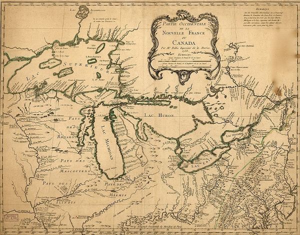 Vintage Maps 아티스트의 Great Lakes Region During French Settlement Period 1755 작품
