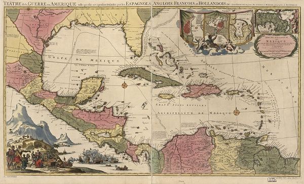 Vintage Maps 아티스트의 Theatre or War Mexican Archipelago and the Caribbean 1757 작품