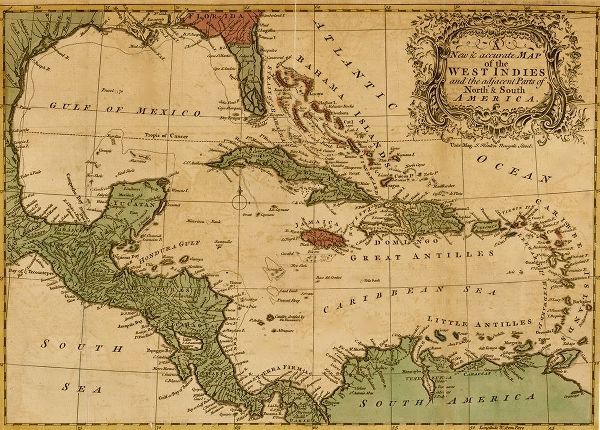 Vintage Maps 아티스트의 West Indies and the adjacent parts of North and South America 1755 작품