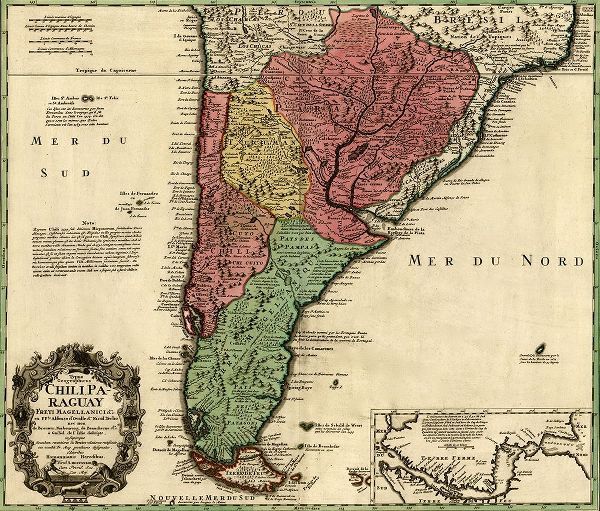 Vintage Maps 아티스트의 Southern Countries of South America 1733 작품