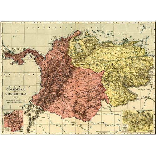 Vintage Maps 아티스트의 Colombia and Venezuela 1898 작품
