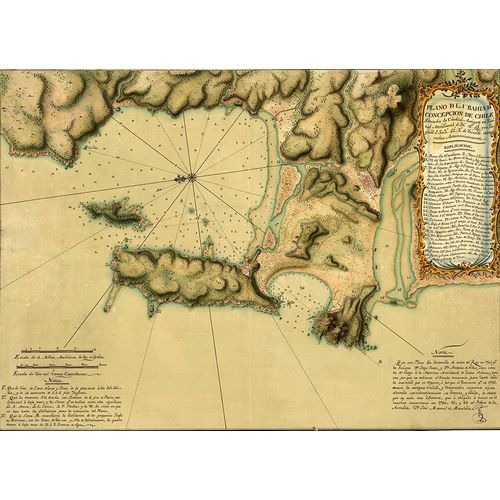 Vintage Maps 아티스트의 Topographic Map of Concepcion Bay Chile 1782 작품