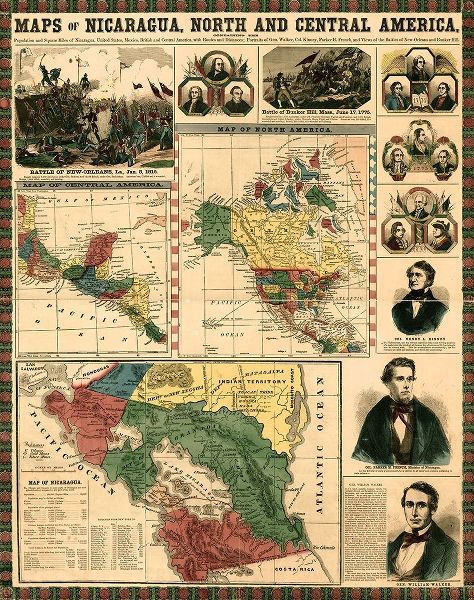 Vintage Maps 아티스트의 Nicaragua and Central America-Mexico-isthmus of Panama 작품