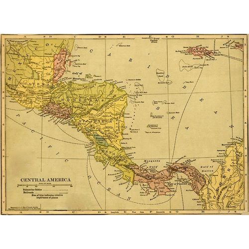 Vintage Maps 아티스트의 Panama Costa Rica Hondouras Guatamala Salvador British Honduras 1904 작품