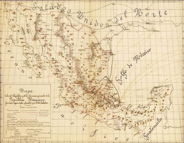 Vintage Maps 아티스트의 Telegraph and Communications Systems mexico 1884 작품