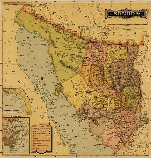 Vintage Maps 아티스트의 Sonora Mexico 1884 작품