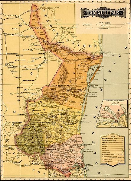 Vintage Maps 아티스트의 Tamaulipas 1844 작품