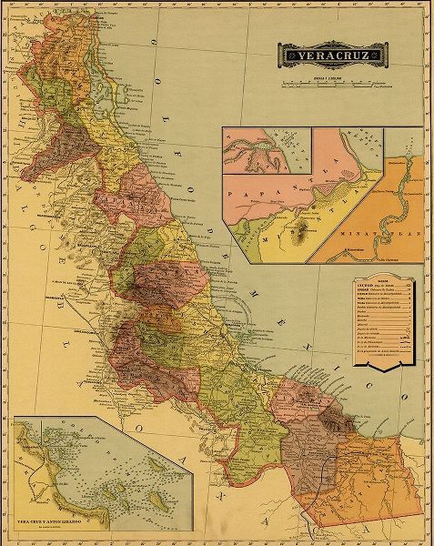 Vintage Maps 아티스트의 Vera Cruz 1844 작품