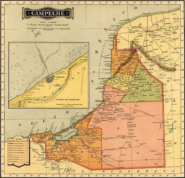 Vintage Maps 아티스트의 Campeche 1844 작품
