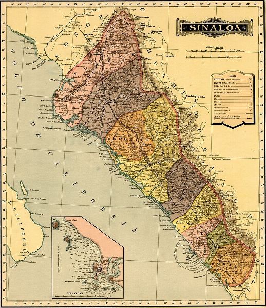 Vintage Maps 아티스트의 Sinaloa 1844 작품