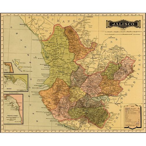 Vintage Maps 아티스트의 Jalisco 1844 작품