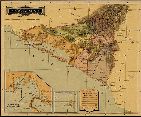 Vintage Maps 아티스트의 Colima 1844 작품