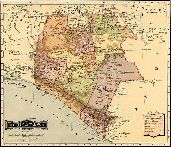 Vintage Maps 아티스트의 Chipas 1844 작품