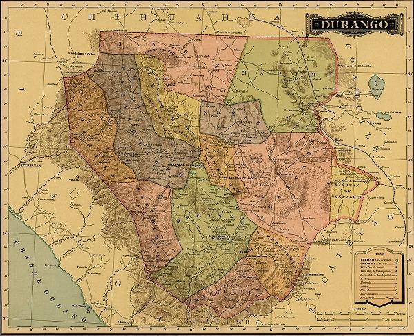 Vintage Maps 아티스트의 Durango 1844 작품