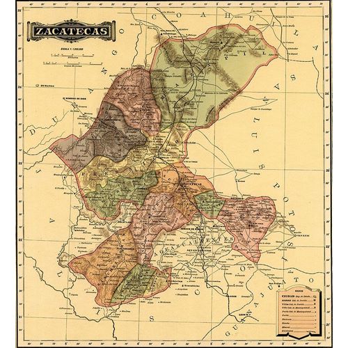 Vintage Maps 아티스트의 Zacatecas 1844 작품