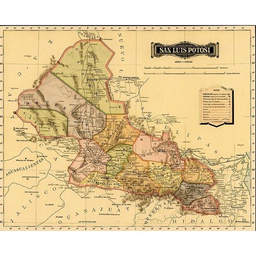 Vintage Maps 아티스트의 San Luis Potosi 1844 작품