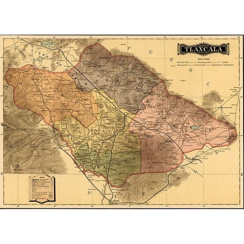 Vintage Maps 아티스트의 Tlaxcala 1844 작품