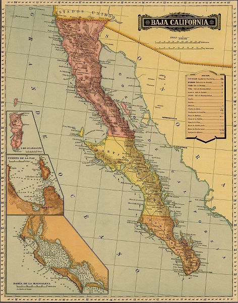 Vintage Maps 아티스트의 Baja California 1844 작품